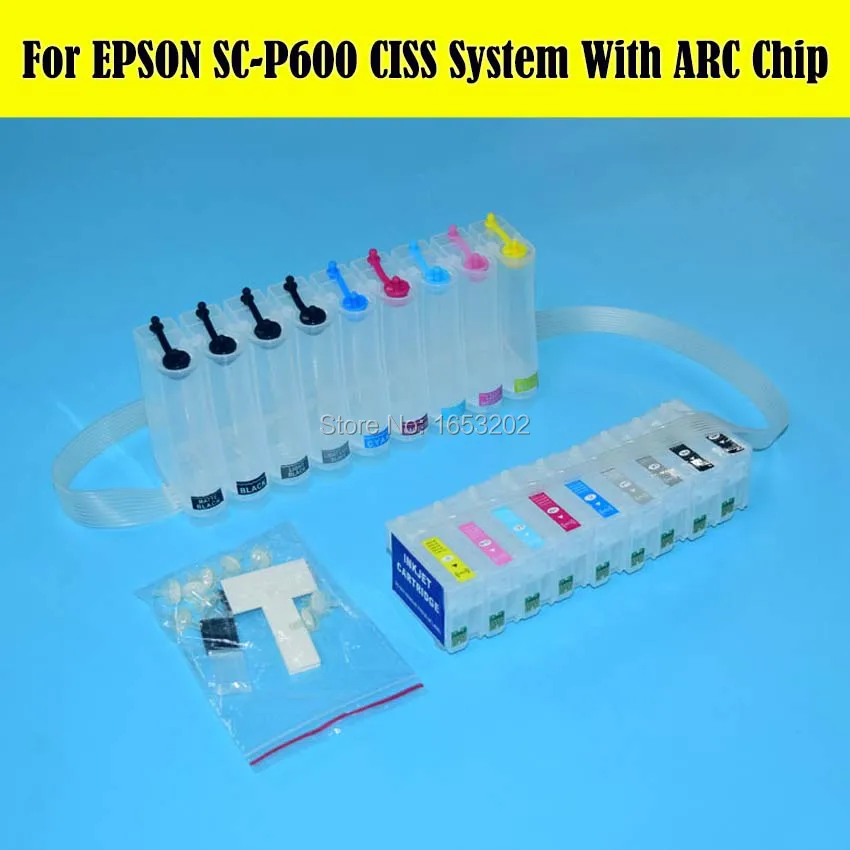 1 Set T7601 P600 Ciss Continuous Ink Supply System For EPSON SC-P600 Ciss With Show Ink Level Permanent ARC Chip