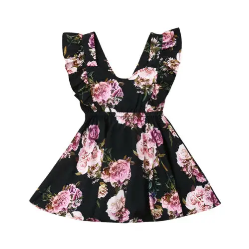 

Summer Kids Baby Girls Flower Backless Party Pageant Princess Dress Sundress