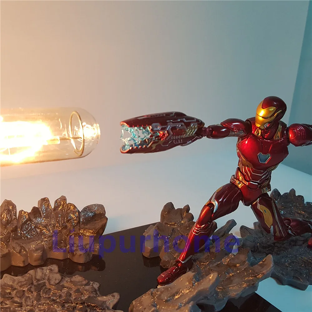 Аниме Hero Endgame Lampara Super Iron Man MK50 лазерная пушка светодиодный светильник аниме