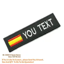 Новые Заказные нашивки с испанским именем, железные нашивки, подгонянные с испанским флагом, крючок для одежды, Аппликации, 3D вышивка