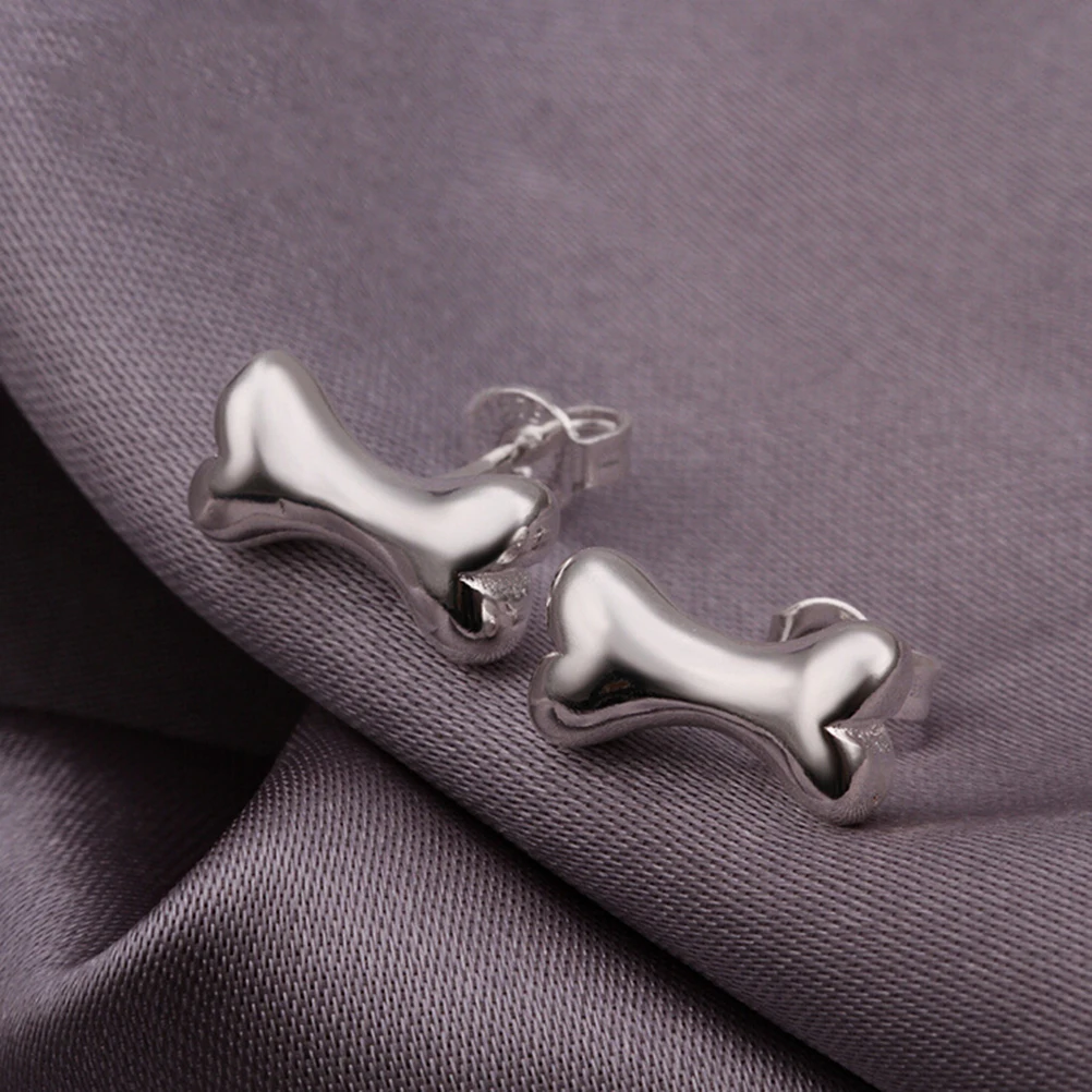 

1Pair Fashion Small Tiny Bones silver plated Stud Earrings Cute Dog Bone Earrings Brincos for Women Girls Simple Jewelry