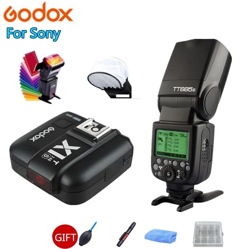

Godox TT685S Flash Speedlite 2.4G HSS TTL GN60 + X1T-S Trigger Transmitter for Sony A58 A7RII A7II A99 A9 A7R A6300 + Gift Kit