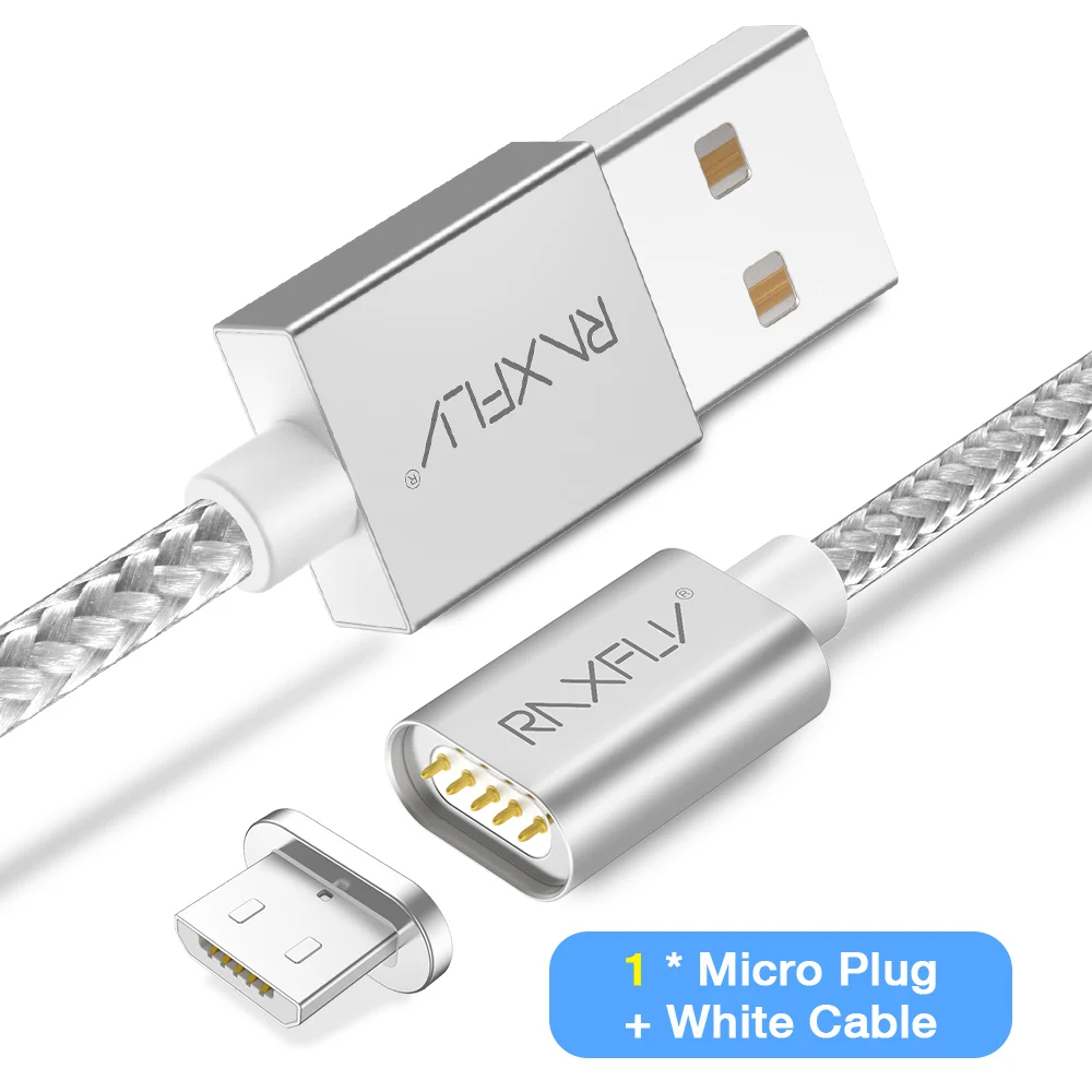 Магнитный кабель RAXFLY для samsung Note 9 S9, быстрый Магнитный кабель для зарядки для iPhone X XS Max, магнитный кабель Micro usb type-C - Цвет: Sliver Micro