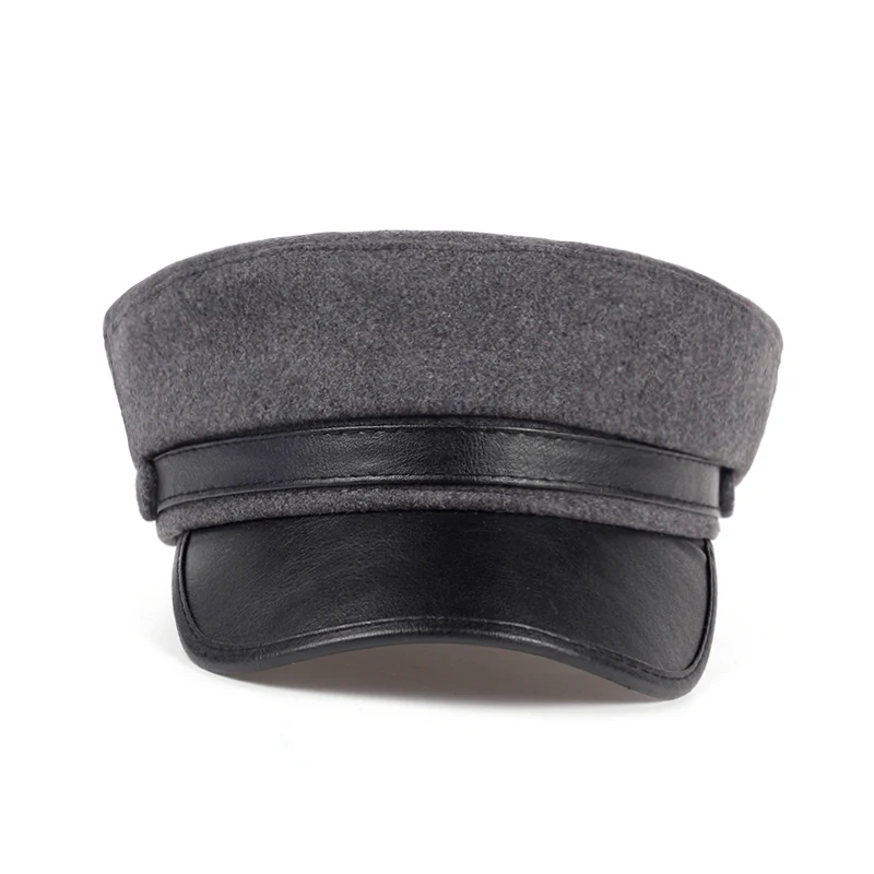 Новейшие черные/темно-серые кожаные кепки с козырьком в стиле милитари для мужчин, женщин, студентов, темно-синие шляпы с плоским козырьком, плоские кепки