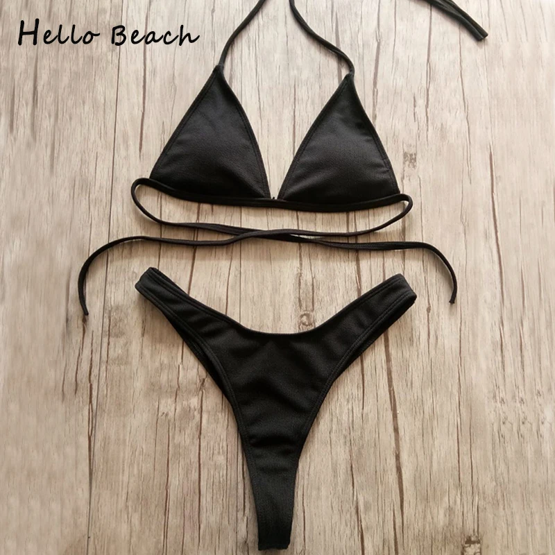 HELLO BEACH бикини для женщин 2018 купальники с высоким вырезом пуш ап стринги купальные