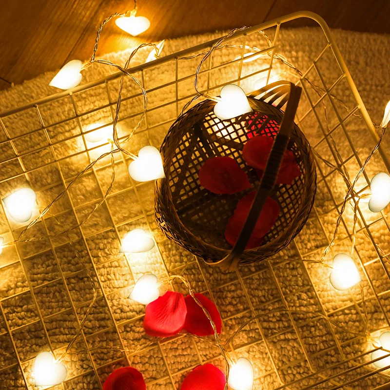 Светодиодный светильник-гирлянда в виде сердца, Рождественская гирлянда, светодиодный светильник на батарейках AA, светильник для улицы, вечерние, свадебные, для украшения дома