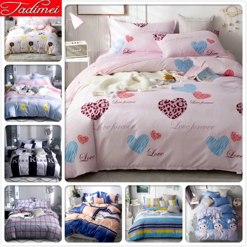 

New Fashion Duvet Cover Bedding Set Adult Kids Girl Soft Cotton Bed Linen Single Full Queen King Size Bedspreads 150x200 180x220