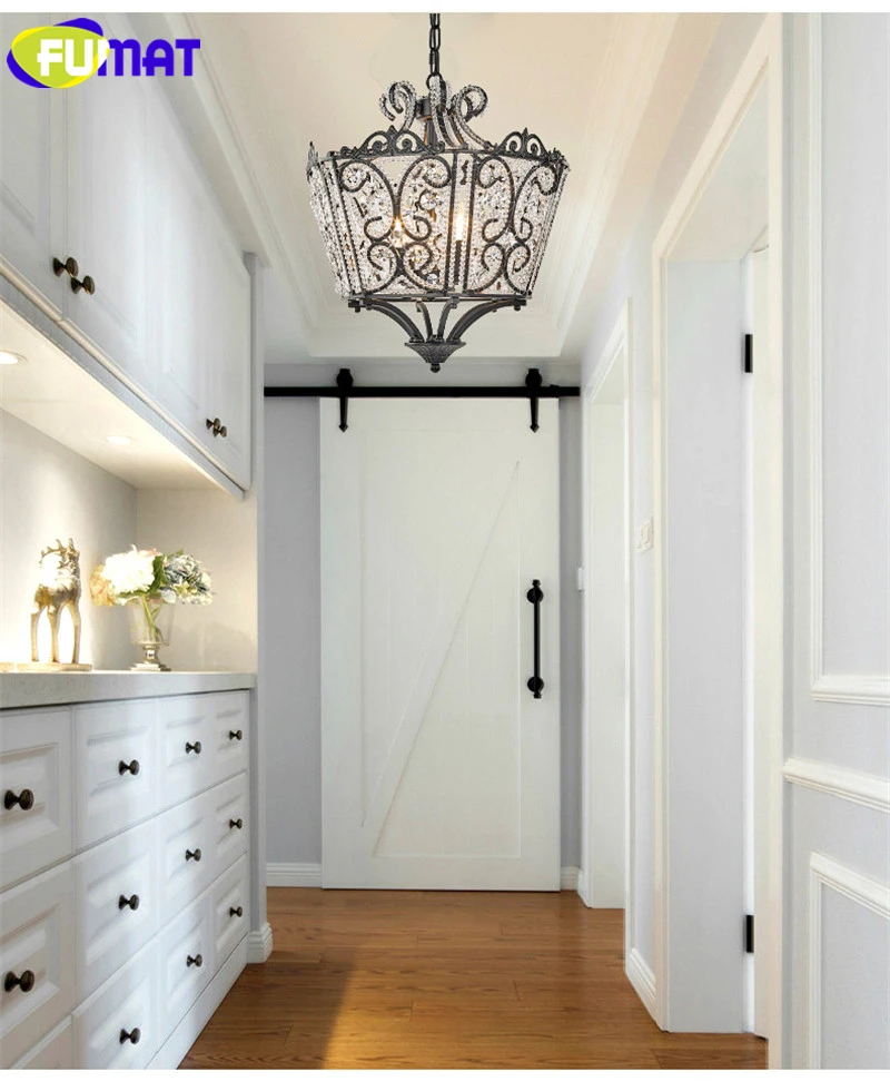 FUMAT Crystal K9 Pendant Lamps Anchor Crown Form Lights Iron Flower Crystal Clear Gold Black Lighting Body hanging light fixture 7