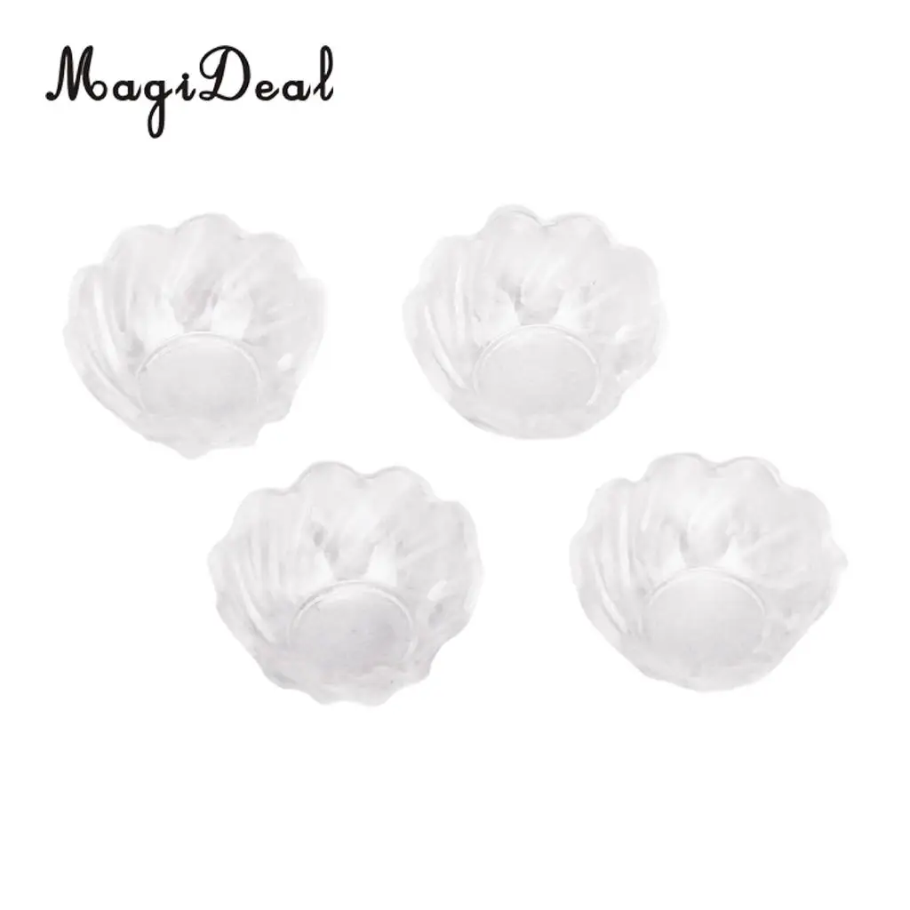 4Pcs/Pack 1/12 Clear Fluted Edged Fruit Bowl Doll House Miniature Kitchen Accessory Decor Kids Children Pretend Play Toys