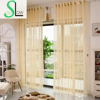 

Slow Soul Yellow Quality Exquisite Jacquard Curtain Pleated Europe Curtains For Living Room Tulle Bedroom Kitchen Sheer