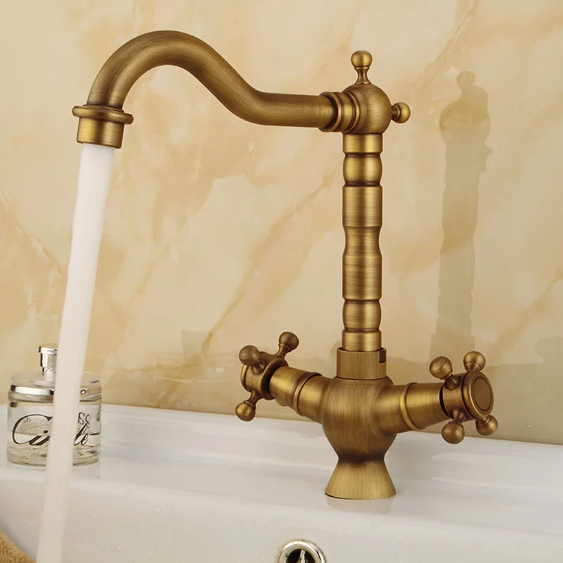 European Retro Basin Faucet Copper Hot and Cold Mixing Faucet Antique