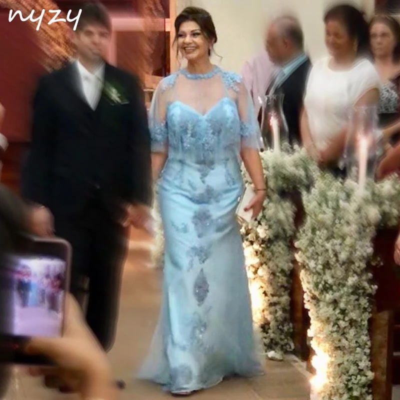 NYZY M58 Lange Moeder Van de Bruid Jurken met Cape Jas Bolero 2 Stuk 2019 Wedding Party Avondjurken formele Kleding NYZY M58 Lange Moeder Van de Bruid Jurken met Cape Jas Bolero 2 Stuk 2019 Wedding Party Avondjurken formele Kleding