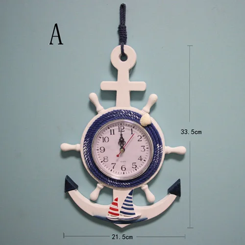 Часы в форме якоря Пляж Морская тема морской корабль колесо рулевое колесо Декор Настенный декор магазин при фабрике - Цвет: A