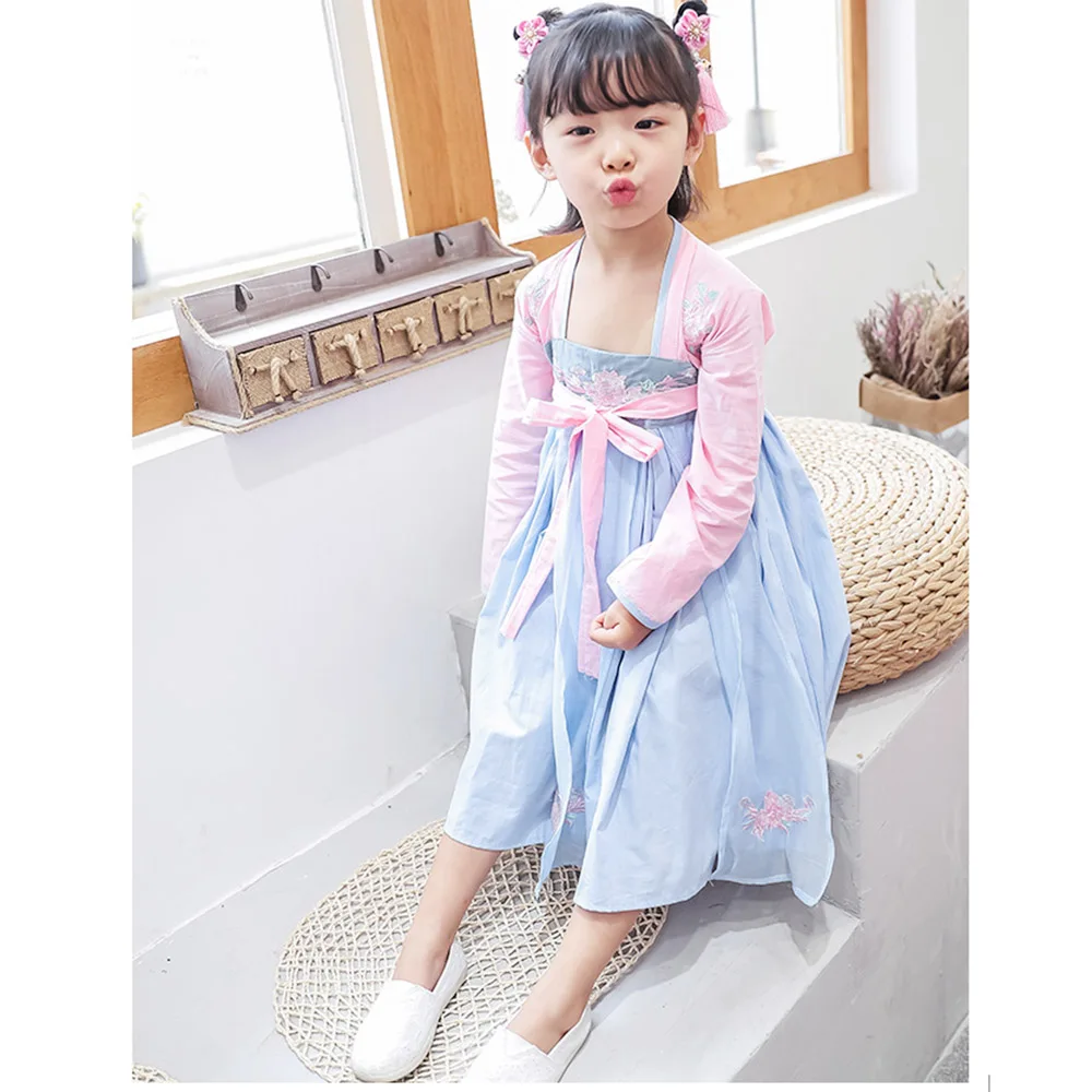 

Dresses Costume child folk dance costumes Party Baby clothing Cosplay for girls ancient tang dynasty han ming hanfu dress