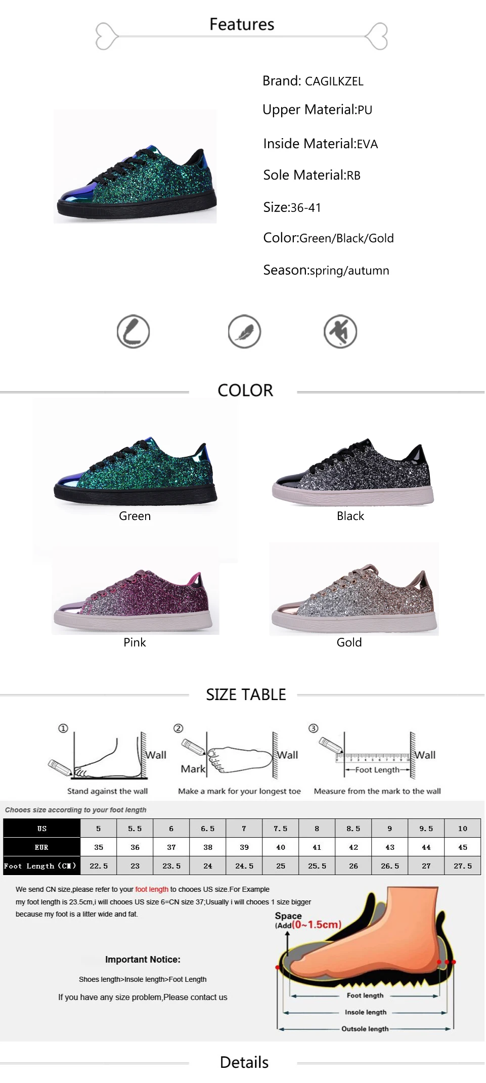 2019 New Fashion Spring Women Sneakers Casual Flat lace-Up Bling Glitter Shining Green Beautiful Vulcanized Shoes Woman (2)