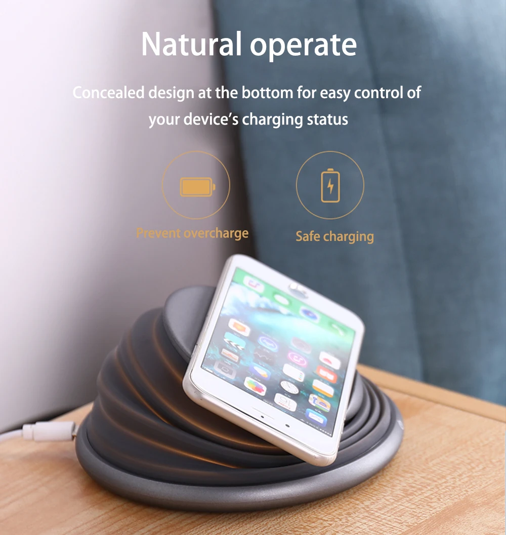 Ascromy Telescopic Table Lamp Wireless Charger Stand For iPhone XS Max XR X Samsung Galaxy S9 Plus S8 LED Induction Charging Pad (1)