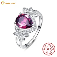 BONLAVIE Exquisite 4.1Ct Pear Cut Garnet Water Drop Butterfly Ring Sterling Silver 925 Fashion Rings Jewelry Womens Accessories