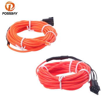 

POSSBAY 4M Stable illumination EL Led Flexible Soft Tube Wire Neon Glow Car Rope Strip Light fit Car Dance Party Decorative
