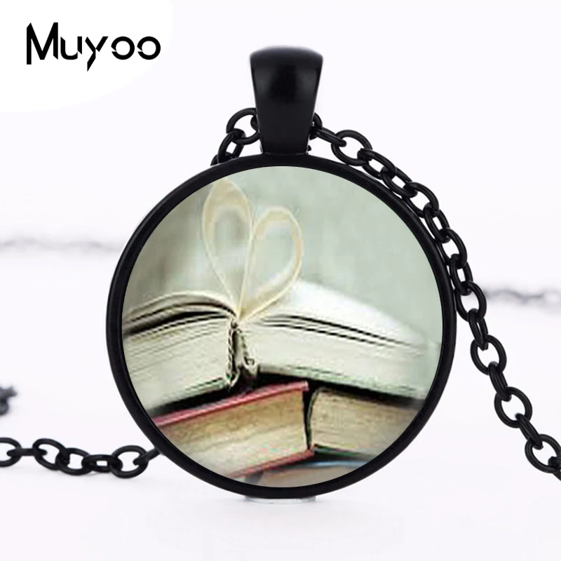 Book Page Necklace Librarian Jewelry Bibliophile Lover Art Pendant Statement Choker Women Men Vintage HZ1 | Украшения и