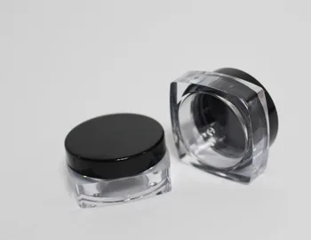 

500pcs/lot empty plastic square cosmetic jar 10g for loose powder / nail glitter, diamond shape jar 10ml
