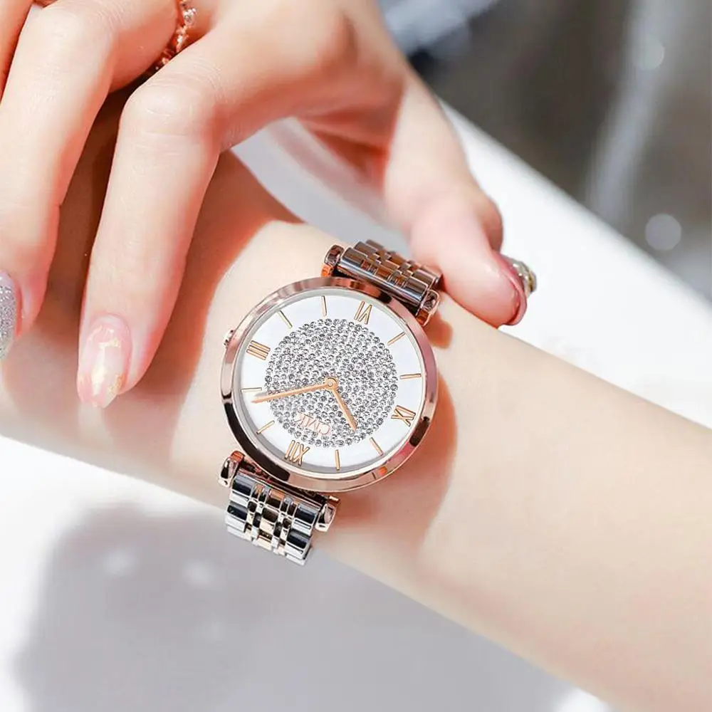 

Top Brand Luxury Women Bracelet Watches 2019 Fashion Rhinestone Ladies Quartz Wristwatch Stainless Steel Waterproof Clock xfcs