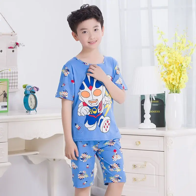 Недавно прибыл детские пижамы Детский комплект для маленьких девочек мультфильм повседневная одежда короткий рукав пижама для мальчиков летняя Домашняя одежда fhty7 - Цвет: color at picture