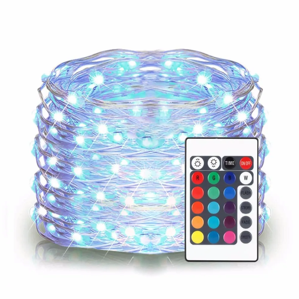 

16 colors change 4 modes LED String lights AA Battery Timer remote night light For Garland Fairy Christmas Party Decoration 10m