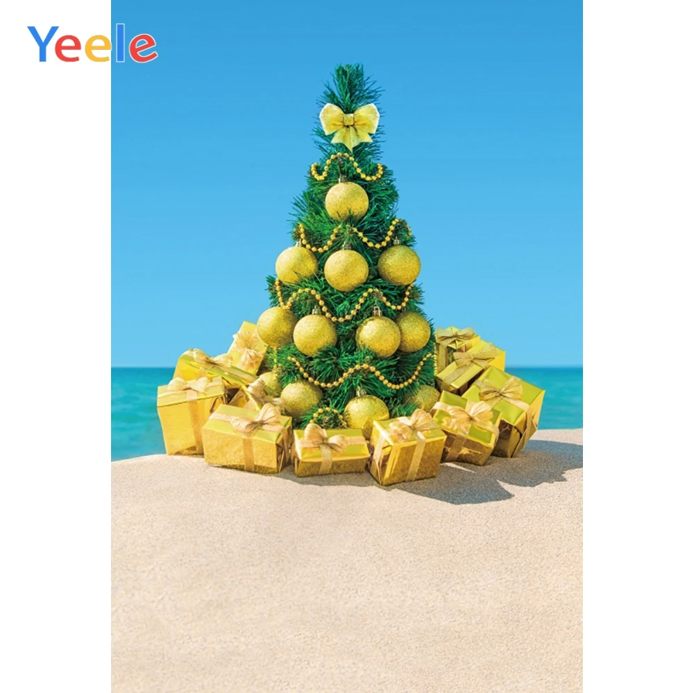 

Yeele Professional Photography Backdrops Gold Christmas Ball Trees Gifts Beach Baby Photographic Backgrounds For Photo Studio