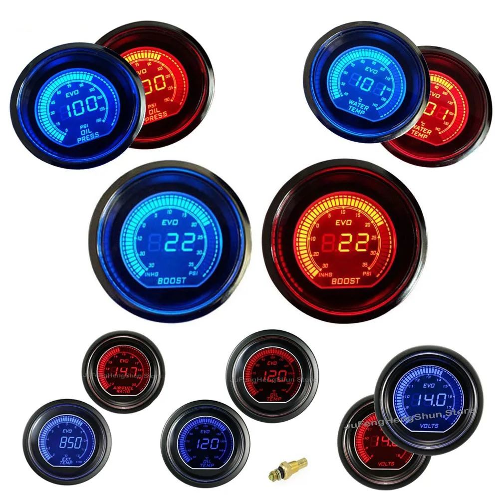 

52mm Car Gauge Turbo Boost Water Temperature Oil Pressure Air Fuel level Ratio Volt Tachometer Exhaust Gas Temp Meter 12V Gauges