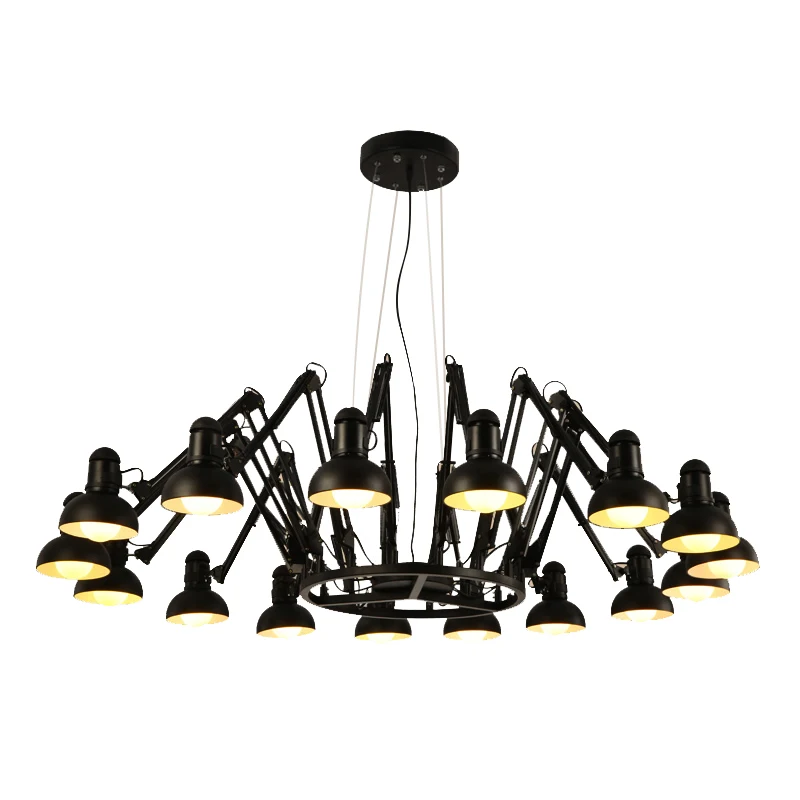 

Retro 6/9/12/16Heads Spider Ceiling Lamp Personality Iron Industrial Black White Loft Adjustable E27 Ceiling Lamp Fixture Light