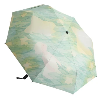 

Sunny and Rainy Umbrella Anti UV Women 3 Folding Umbrellas Windproof Anti UV Compact Outdoor Travel Umbrellas Female UV Parasol