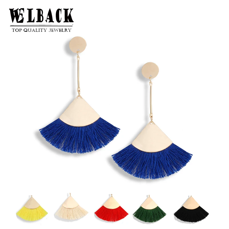 

WELBACK 2019Newest Bohemian Charming Long Pendant Women's Earrings Golden Alloy Tassel Earrings Female Brand Jewelry Accessories