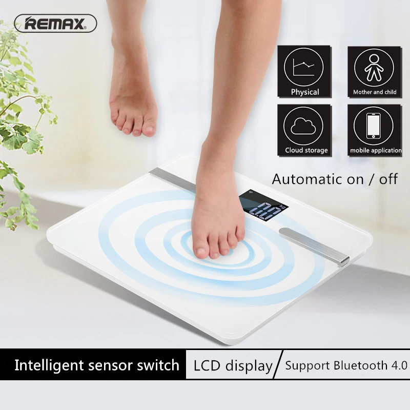 

Original Remax APP Control Bluetooth Connection Mini Smart Scale Motion Tracking Auto-switch Liquid Crystal Display