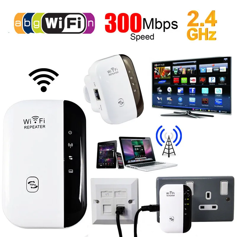 Беспроводной N Wi-Fi ретранслятор 802.11n/b/g сети Wi-Fi роутеры 300 Мбит/с диапазон сигнала расширитель усилитель EU/US/UK вилка белый/черный