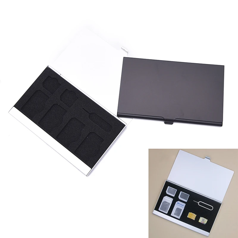 7 слотов на две карты Органайзер сумка Алюминиевый жесткий Micro Sd карта памяти sim-карта защита для хранения двухслойный металлический подарок для хранения