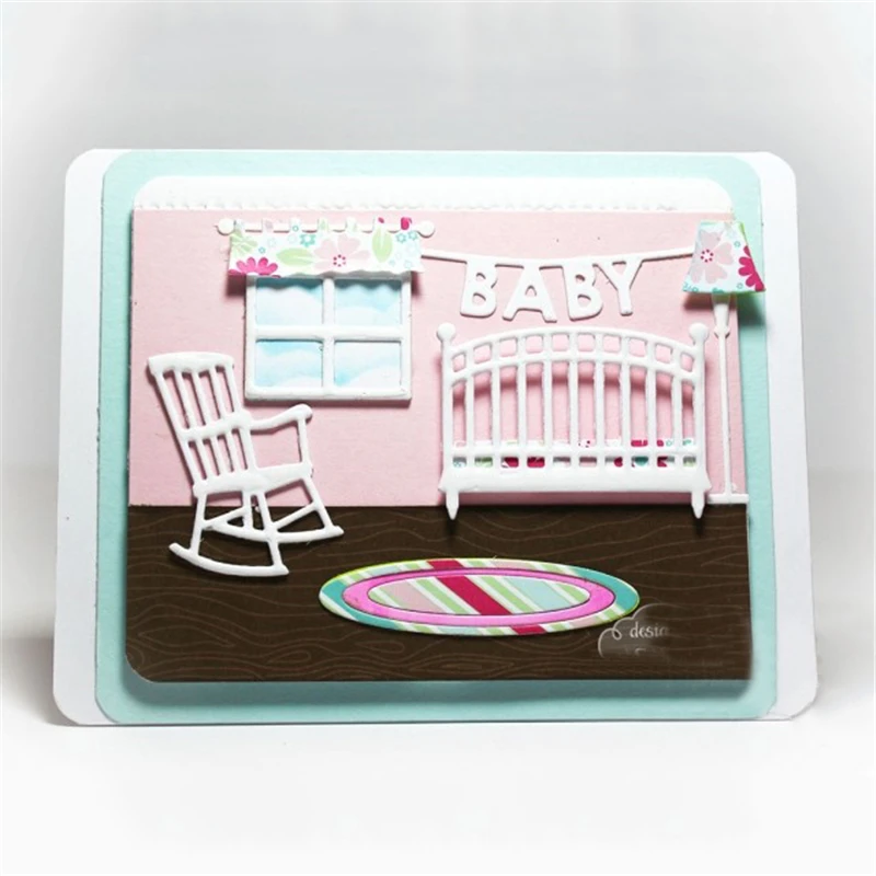 

YaMinSanNiO Scene Dies Scrapbooking Metal Cutting New 2019 Nursery Die Cuts for Card Making Gate Craft Dies Embossing