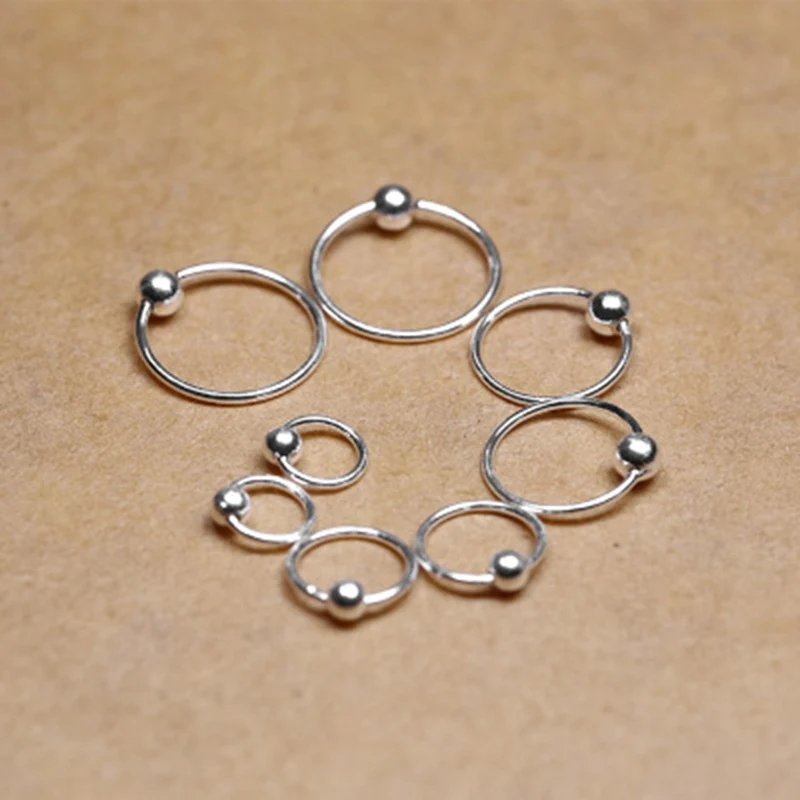 

1Pair Surgical Steel Hoop Nose Ring Ball Closure Lip Ear Nose Eyebrow Universal Piercing Cartilage Earring 4 Size
