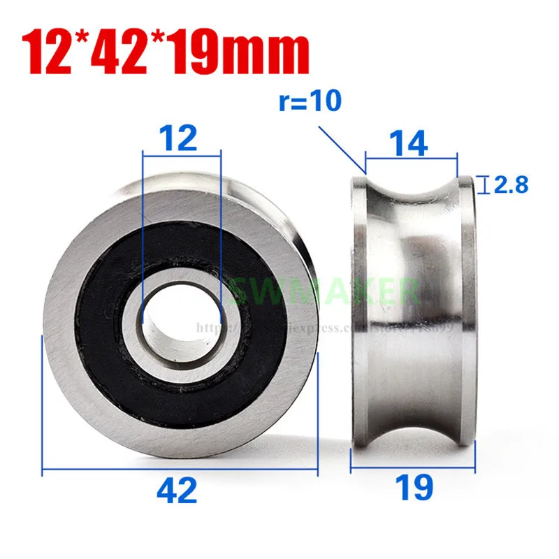 1 шт. 12*42*19 мм U паз подшипника стальные колеса, LFR5301-20 роликовый шкив, подходит для 20 мм Диаметр оптической оси