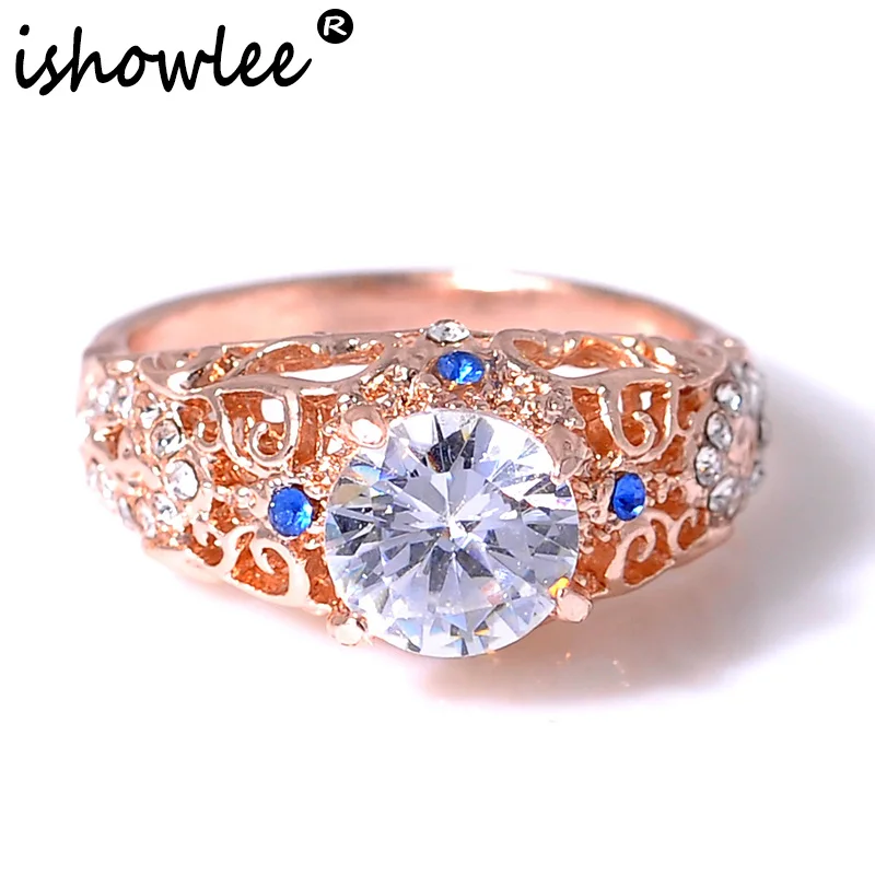 Isholee кольца с выемками и кристаллами для женщин, аксессуары из розового золота, 585 стразы, кольца с цветочной лозой и камнями, ювелирные изделия jzb21