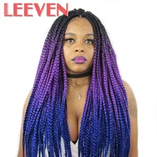 Leeven, огромные косички, Омбре, синтетические косички для наращивания волос, вязанные крючком, выразительные, черные, розовые, фиолетовые волокна, 24 дюйма, 1 шт./лот