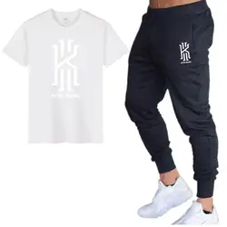 Бренд 2019 мужская футболка + брюки набор Мода Кайри Ирвинг Футболка 100% хлопок Лето с коротким рукавом Футболка мужская спортивный комплект