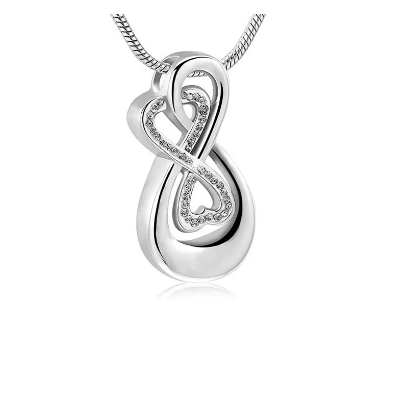 T005 Eternal Love Crystals Inlay Infinity Cremation Urn Women Accessories Necklace Funeral Urns Ashes Holder Memorial Jewelry | Украшения и