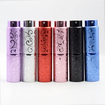 

Portable travel sub-bottles High-grade anodized aluminum spray bottle 15ml pattern rotating bottle perfume empty bottle