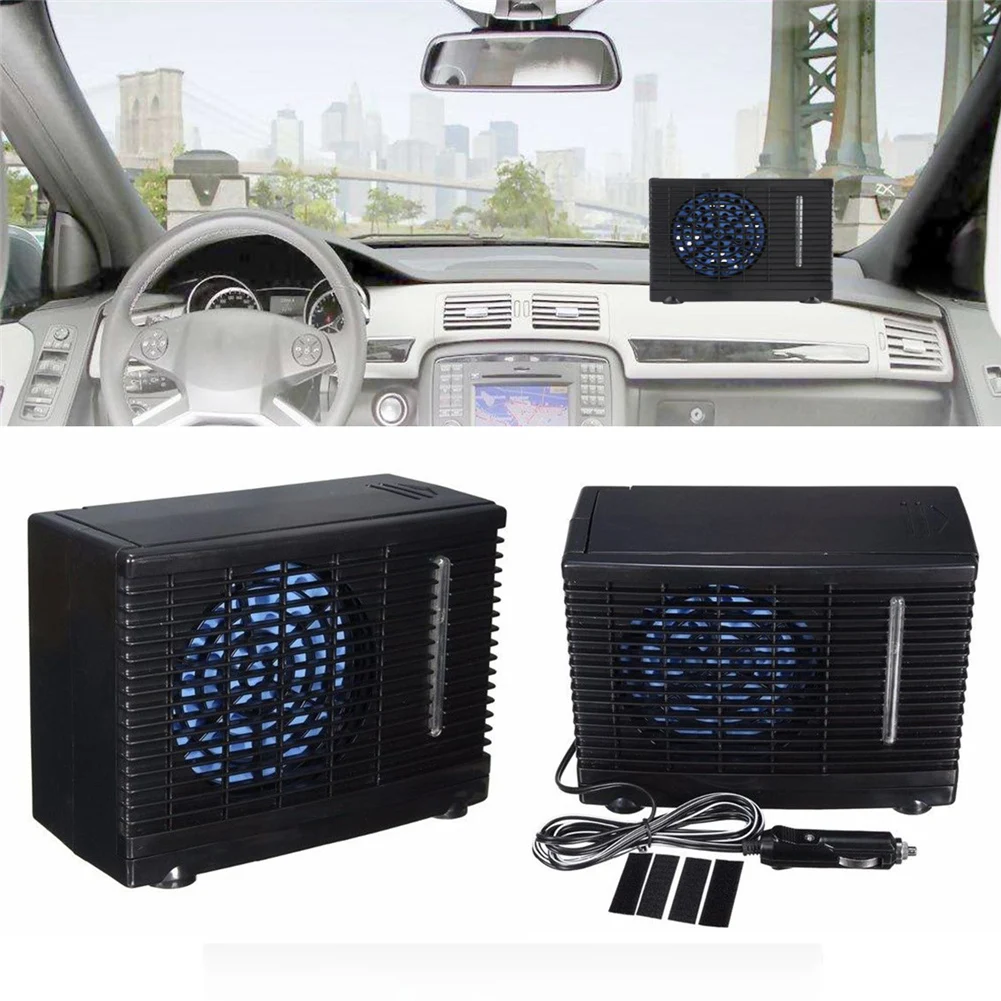 Hearthrousy Evaporative Car Air Conditioner Cooling Air Fan Car Fan Electric Auto Universal DC12V 35W Black Portable Mini Water 