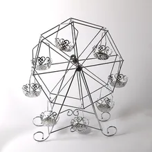 Серебряный стенд для кексов, стенд для кексов с колесом обозрения, десертный сервер для карнавала, дня рождения, свадьбы и вечерние, 8 кексов