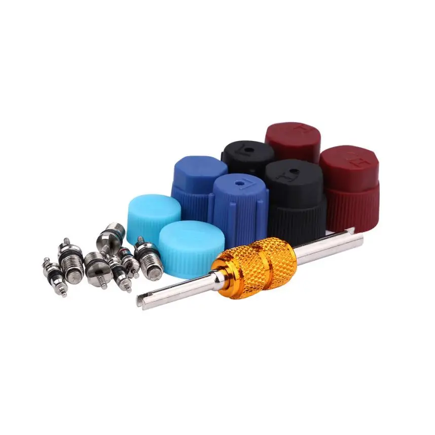 AC System Cap & Valve Service Kit + Schrader Valve Core Remover New
