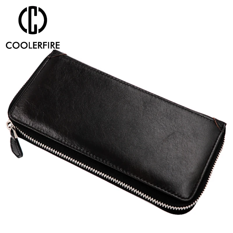 

Genuine Leather Card Case Business RFID Card Holder Long Zipper Men Credit Card Bag ID Card Wallet Pocket Clutch Bag Men PJ071