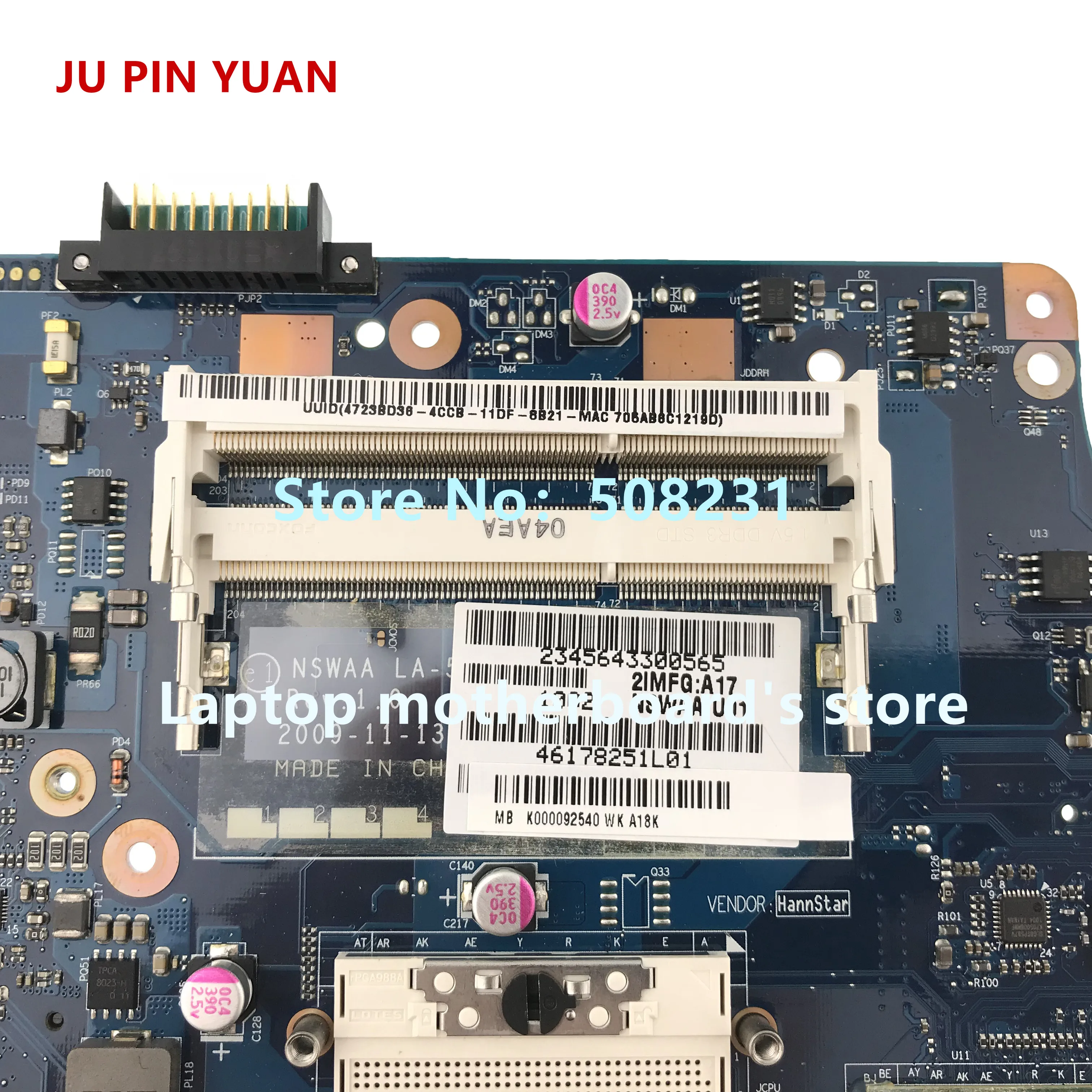 JU PIN юаней K000092540 LA-5321P плата для Toshiba Satellite L500 L505 Тетрадь материнской платы полностью протестированы