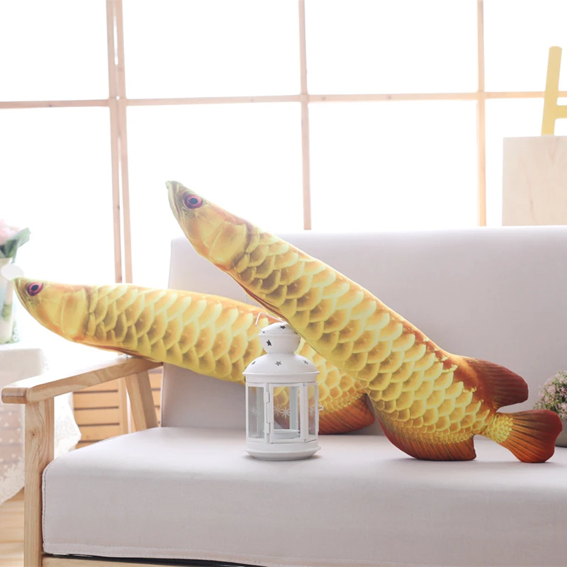 MIAOOWA 1PC Fashion Simulation Fish Stuffed Toy Baby Giant Cute Arowana Fish Plush Doll Funny Kid Girl Gift Soft Pillow Home Dec