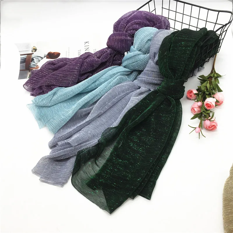 

Muslim Hijab Gold Silk Plain Gauze Headscarf Women Black Baotou Scarf Caps Cotton Thin Silk Scarf Solid Women Hijab Stole